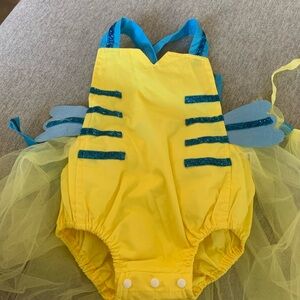 Yellow and Blue baby flounder Halloween costume 6-12 months. Outfit & headband